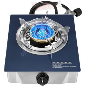 Propane Gas Stove 12000 BTU Single Burner Glass Top Outdoor Camping Stove with CSA Listed Regulator and Gas Hose