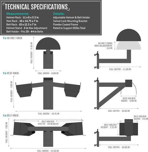 Savior Equipment Wall Rack System H.A.B Attachment Tactical Gear Wall Mount Organizer, Military Helmet Vest Belt Display Rack Plate Carrier Hanger, Heavy-Duty Steel Construction Hold Up to 80 lbs in Kuwait