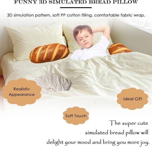Bread Pillow Funny Stuffed Bread Shaped Pillow Toy Gift for Kids Adults, 15.7 in in Saudi Arabia