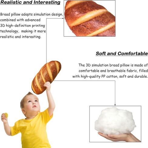Bread Pillow Funny Stuffed Bread Shaped Pillow Toy Gift for Kids Adults, 15.7 in in Saudi Arabia