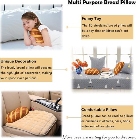 Bread Pillow Funny Stuffed Bread Shaped Pillow Toy Gift for Kids Adults, 15.7 in in Saudi Arabia
