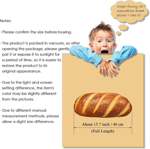 Bread Pillow Funny Stuffed Bread Shaped Pillow Toy Gift for Kids Adults, 15.7 in in Saudi Arabia