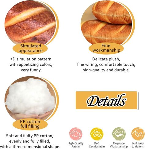 Bread Pillow Funny Stuffed Bread Shaped Pillow Toy Gift for Kids Adults, 15.7 in in Saudi Arabia