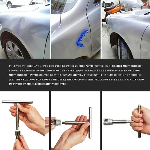 19 PCS T-Shape Car Puller Tool for Dent Repair, Metal Vehicle Dent Repair with 18PCS Professional Auxiliary Accessories, Universal Portable Automotive Body Repair Puller Kit (Silver & Blue) in Saudi Arabia