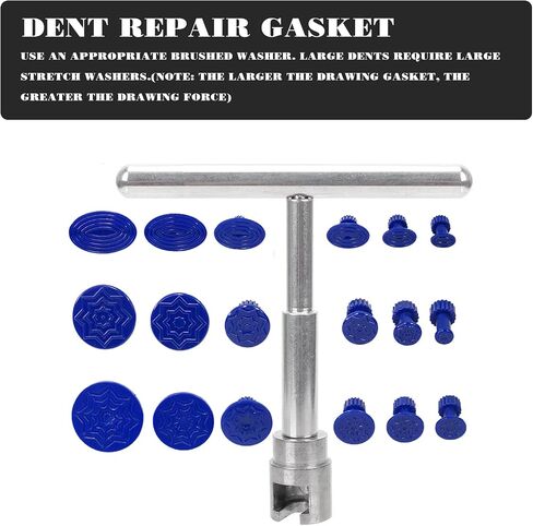 19 PCS T-Shape Car Puller Tool for Dent Repair, Metal Vehicle Dent Repair with 18PCS Professional Auxiliary Accessories, Universal Portable Automotive Body Repair Puller Kit (Silver & Blue) in Saudi Arabia