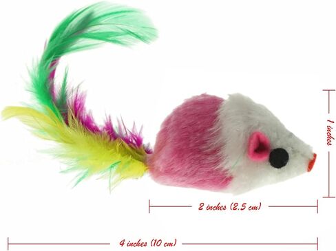 ألعاب الفئران ذات الفراء من ذيول الريش، ألعاب الفأر للقطط، ألعاب الحيوانات الأليفة الصغيرة المضحكة، 20 قطعة in Kuwait