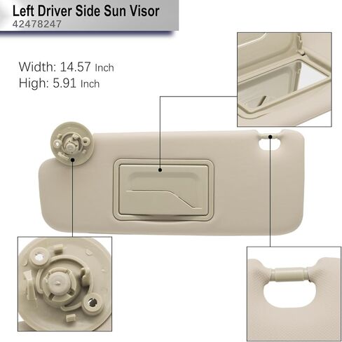 Driver Left Side Sun Visor Replacement Compatible with Chevy Sonic 2012-2019 Spark 2013-2016 Replacement Number P95327509 Colour Gray in Kuwait