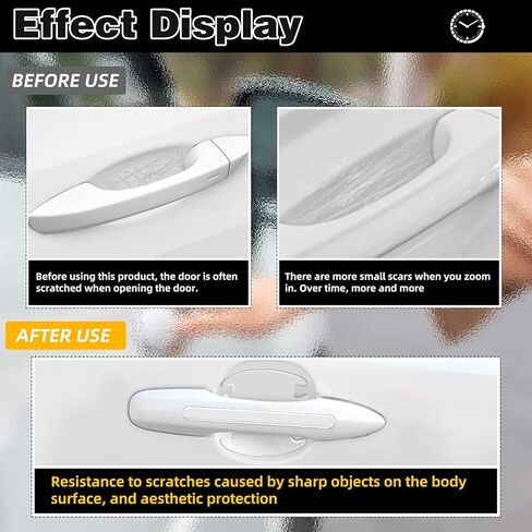 8 قطع واقي مقبض باب السيارة الشفاف، طبقة حماية طلاء مقابض الأبواب المقاومة للخدش، ملحقات السيارة للنساء والرجال (أبيض) in Kuwait