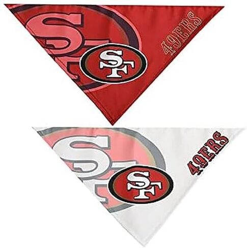 مجموعة Littlearth للجنسين للبالغين من الدوري الوطني لكرة القدم الأمريكية San Francisco 49ers Home and Away Pet Bandana، لون الفريق، متوسط in Kuwait
