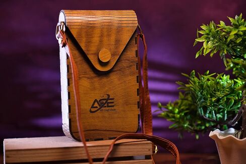 Wooden Small Crossbody Cell Phone Bag for Women, Mini Over Shoulder Handbag Purse in Saudi Arabia