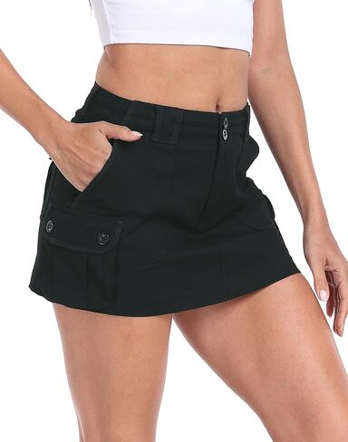 HDE Womens Micro Mini Cargo Skirt Mid Rise Y2K Button Bodycon Skirt with Pockets in Saudi Arabia