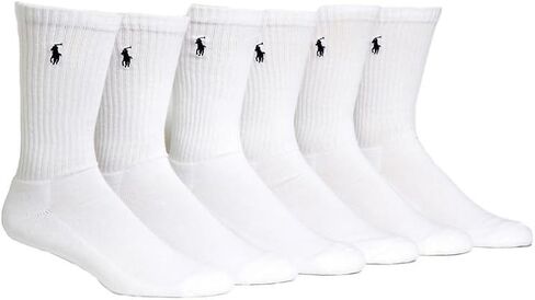 Ralph Lauren Crew Sport Socks 6-Pack, Size 10-13 Fits Shoe Size 6-12.5, White in Saudi Arabia