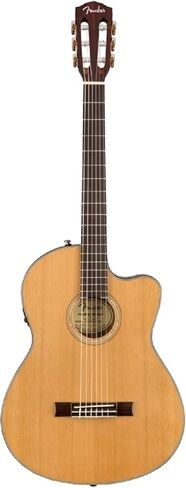جيتار صوتي من Fender CN-140SCE رفيع من النايلون، مع ضمان لمدة عامين، أسود، مع حافظة in Saudi Arabia