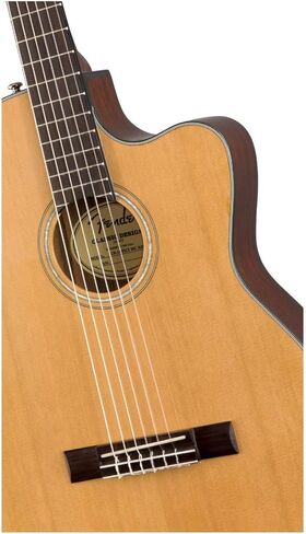 جيتار صوتي من Fender CN-140SCE رفيع من النايلون، مع ضمان لمدة عامين، أسود، مع حافظة in Saudi Arabia