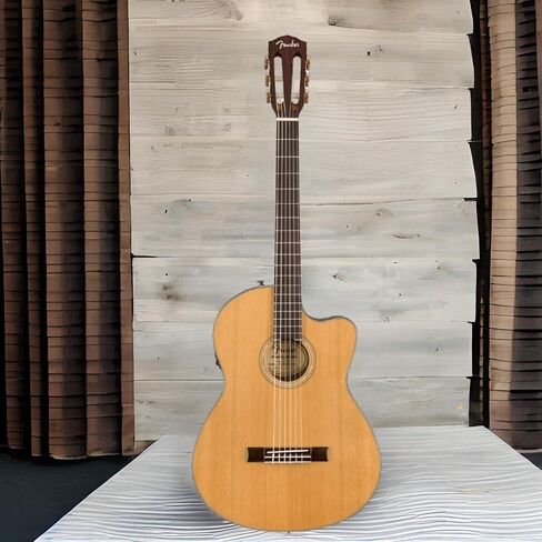 جيتار صوتي من Fender CN-140SCE رفيع من النايلون، مع ضمان لمدة عامين، أسود، مع حافظة in Saudi Arabia