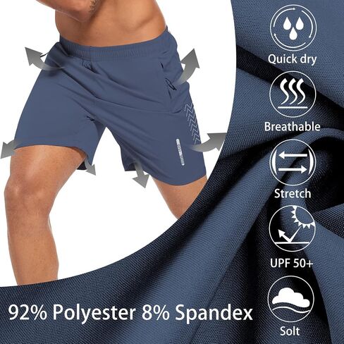 disi Men's Athletic Shorts Workout Gym 7 Inch Inseam Short Lightweight Quick Dry Running Sports Shorts with Zippper Pocket in Saudi Arabia