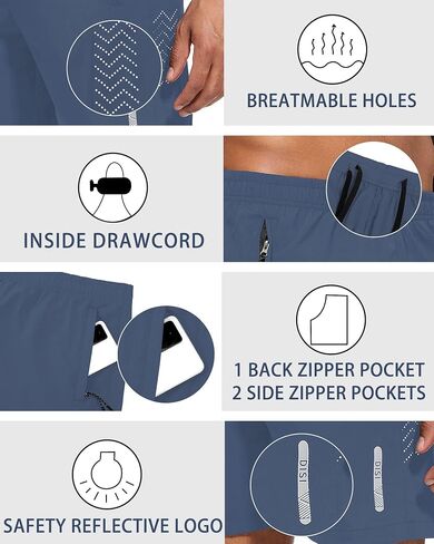 disi Men's Athletic Shorts Workout Gym 7 Inch Inseam Short Lightweight Quick Dry Running Sports Shorts with Zippper Pocket in Saudi Arabia