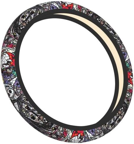 جاك وسالي كابوس قبل عيد الميلاد غطاء عجلة القيادة للنساء، النيوبرين المضادة للانزلاق عجلة قيادة السيارة العالمية 15 بوصة، اكسسوارات السيارات أنيمي للسيارات سيارات الدفع الرباعي (كابوس 3) in Kuwait