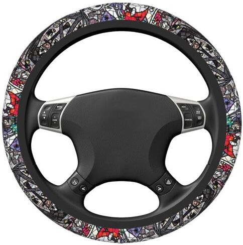 جاك وسالي كابوس قبل عيد الميلاد غطاء عجلة القيادة للنساء، النيوبرين المضادة للانزلاق عجلة قيادة السيارة العالمية 15 بوصة، اكسسوارات السيارات أنيمي للسيارات سيارات الدفع الرباعي (كابوس 3) in Kuwait