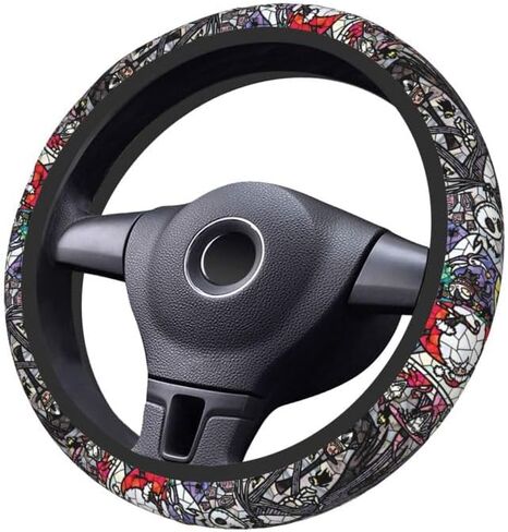 جاك وسالي كابوس قبل عيد الميلاد غطاء عجلة القيادة للنساء، النيوبرين المضادة للانزلاق عجلة قيادة السيارة العالمية 15 بوصة، اكسسوارات السيارات أنيمي للسيارات سيارات الدفع الرباعي (كابوس 3) in Kuwait