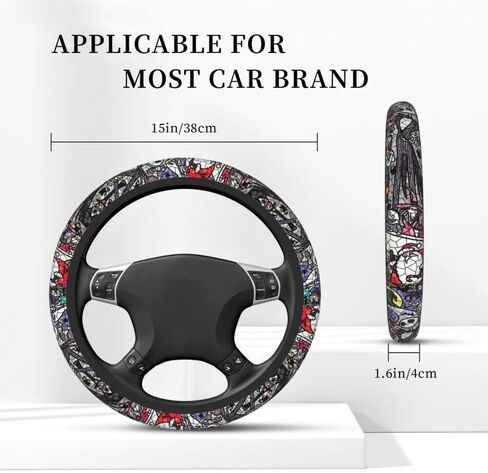 جاك وسالي كابوس قبل عيد الميلاد غطاء عجلة القيادة للنساء، النيوبرين المضادة للانزلاق عجلة قيادة السيارة العالمية 15 بوصة، اكسسوارات السيارات أنيمي للسيارات سيارات الدفع الرباعي (كابوس 3) in Kuwait