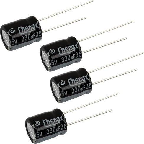 330uF 35V Aluminum Electrolytic Capacitor +-20% 10x13mm 2Pins for TV, Audio, Game, LCD Monitor, Radio, Stereo (Pack of 4pcs) in Saudi Arabia