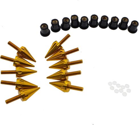 PROCNC Motorcycle Spike Windshield Bolts Screw Nuts Fit For Honda CBR 600rr 1000rr for Suzuki GSXR 600 750 1000 for Yamaha R1 R6 R6s for Kawasaki ZX6R ZX9R ZX10R ZX12 (Gold) in Saudi Arabia