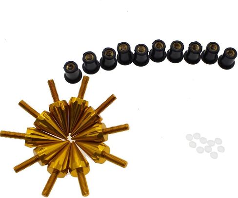 PROCNC Motorcycle Spike Windshield Bolts Screw Nuts Fit For Honda CBR 600rr 1000rr for Suzuki GSXR 600 750 1000 for Yamaha R1 R6 R6s for Kawasaki ZX6R ZX9R ZX10R ZX12 (Gold) in Saudi Arabia