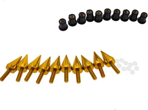 PROCNC Motorcycle Spike Windshield Bolts Screw Nuts Fit For Honda CBR 600rr 1000rr for Suzuki GSXR 600 750 1000 for Yamaha R1 R6 R6s for Kawasaki ZX6R ZX9R ZX10R ZX12 (Gold) in Saudi Arabia
