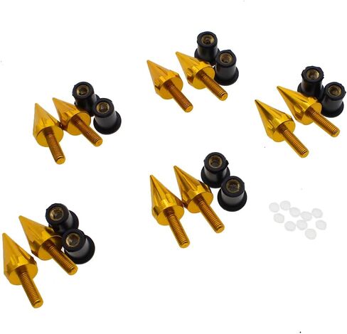 PROCNC Motorcycle Spike Windshield Bolts Screw Nuts Fit For Honda CBR 600rr 1000rr for Suzuki GSXR 600 750 1000 for Yamaha R1 R6 R6s for Kawasaki ZX6R ZX9R ZX10R ZX12 (Gold) in Saudi Arabia