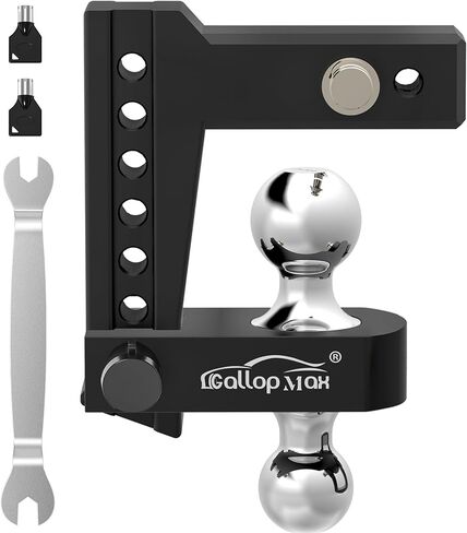 وصلة ربط المقطورة المصنوعة من الألومنيوم تناسب جهاز الاستقبال مقاس 2 بوصة فقط، ووزن 12,500 رطل GTW، ووصلة قطر/ارتفاع قابلة للتعديل مقاس 6 بوصات، و2 و2 5/16 كرات مع وصلات ثنائية الاتجاه in Kuwait