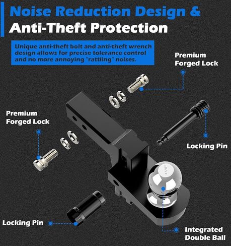 وصلة ربط المقطورة المصنوعة من الألومنيوم تناسب جهاز الاستقبال مقاس 2 بوصة فقط، ووزن 12,500 رطل GTW، ووصلة قطر/ارتفاع قابلة للتعديل مقاس 6 بوصات، و2 و2 5/16 كرات مع وصلات ثنائية الاتجاه in Kuwait