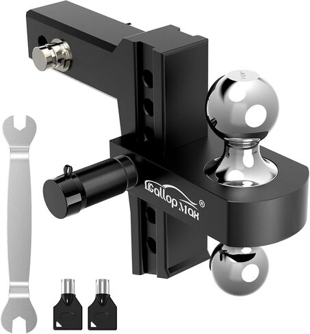 وصلة ربط المقطورة المصنوعة من الألومنيوم تناسب جهاز الاستقبال مقاس 2 بوصة فقط، ووزن 12,500 رطل GTW، ووصلة قطر/ارتفاع قابلة للتعديل مقاس 6 بوصات، و2 و2 5/16 كرات مع وصلات ثنائية الاتجاه in Kuwait