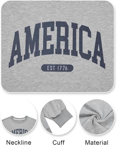 American Oversized Sweatshirt Women USA Shirt Patriotic TShirt Casual Long Sleeve Pullover 4th of July Tee Tops in Saudi Arabia