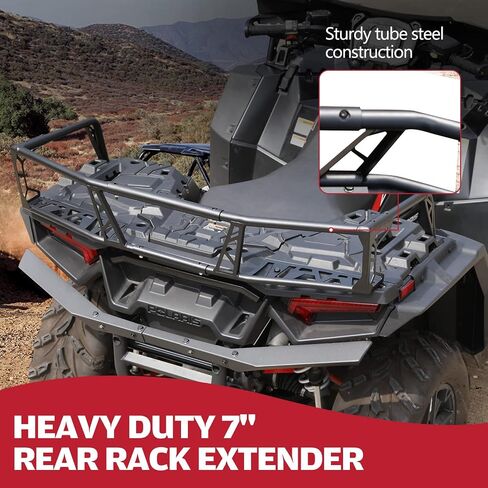 A & UTV PRO Rear Rack Extender 7" Compatible with Polaris Sportsman XP 1000 850 2017-2023, Heavy Duty Steel ATV Back Luggage Rack Extender Accessories, Replace OEM # 2882025, Black in Saudi Arabia
