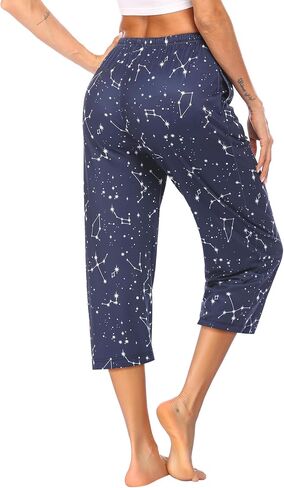 Ekouaer 2 Pack Women's Comfy Capri Pajama Pants Floral Print Drawstring Pj Bottoms With Pockets in Saudi Arabia