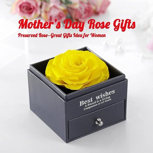 U UQUI Mothers Day Preserved Rose Gifts for Mom from Daughter Son, Flower Box with I Love You Necklace -Eternal Rose Gifts for Wife Girlfriend, Anniversary Birthday Gifts for Women in Saudi Arabia