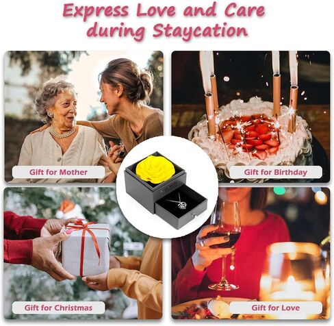 U UQUI Mothers Day Preserved Rose Gifts for Mom from Daughter Son, Flower Box with I Love You Necklace -Eternal Rose Gifts for Wife Girlfriend, Anniversary Birthday Gifts for Women in Saudi Arabia