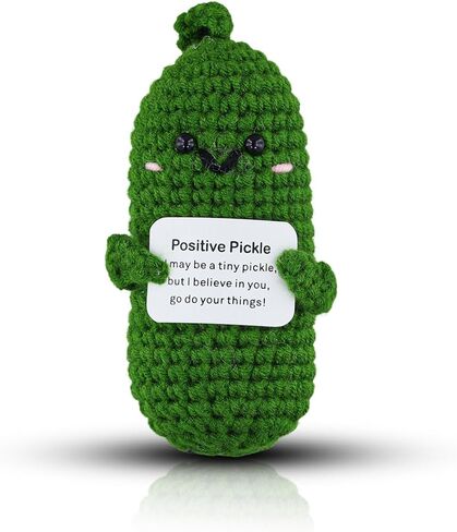 Funny Positive Cucumber, Knitted Wool Pickle Toys for Positive Potato Creative Cute Cucumber Crochet Doll with Encouraging Card Cheer up Gifts for Emotional Support Birthday Party Decoration in Saudi Arabia