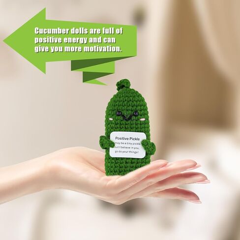 Funny Positive Cucumber, Knitted Wool Pickle Toys for Positive Potato Creative Cute Cucumber Crochet Doll with Encouraging Card Cheer up Gifts for Emotional Support Birthday Party Decoration in Saudi Arabia