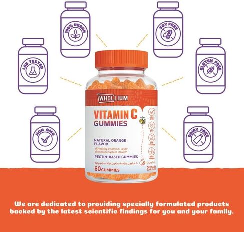 علكات فيتامين C 250 مجم، دعم المناعة، فوائد مضادة للأكسدة، تخليق الكولاجين، غير معدل وراثيًا، خالٍ من الغلوتين، نكهة البرتقال الطبيعية، قائم على البكتين، نباتي، 60 قيراط in Kuwait