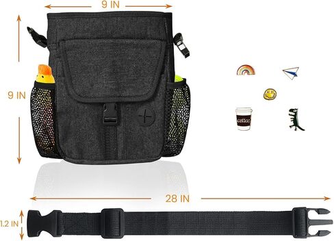 حقيبة علاج الكلاب لتدريب الكلاب، 3 طرق للارتداء (أسود مقاوم للماء) حقيبة علاج الكلاب متعددة الجيوب للوصول السريع إلى الوجبات الخفيفة والألعاب in Kuwait