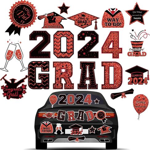 20 Pcs Graduation Car Magnets, 2024 Graduation Car Decorations, Class of 2024 Magnetic Stickers, Graduation Cap Decorations, Graduation Magnet Decals for Car Cruise Garage Door Metal Surface (Blue) in Saudi Arabia