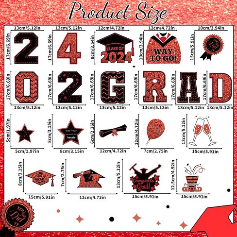 20 Pcs Graduation Car Magnets, 2024 Graduation Car Decorations, Class of 2024 Magnetic Stickers, Graduation Cap Decorations, Graduation Magnet Decals for Car Cruise Garage Door Metal Surface (Blue) in Saudi Arabia