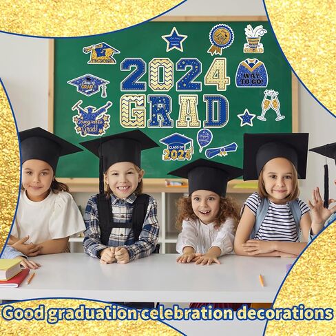 20 Pcs Graduation Car Magnets, 2024 Graduation Car Decorations, Class of 2024 Magnetic Stickers, Graduation Cap Decorations, Graduation Magnet Decals for Car Cruise Garage Door Metal Surface (Blue) in Saudi Arabia