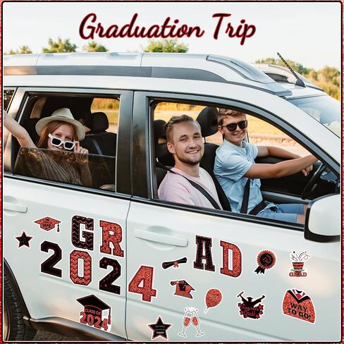 20 Pcs Graduation Car Magnets, 2024 Graduation Car Decorations, Class of 2024 Magnetic Stickers, Graduation Cap Decorations, Graduation Magnet Decals for Car Cruise Garage Door Metal Surface (Blue) in Saudi Arabia
