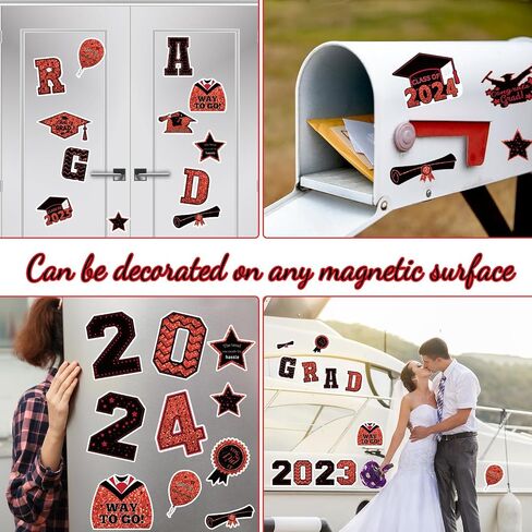 20 Pcs Graduation Car Magnets, 2024 Graduation Car Decorations, Class of 2024 Magnetic Stickers, Graduation Cap Decorations, Graduation Magnet Decals for Car Cruise Garage Door Metal Surface (Blue) in Saudi Arabia