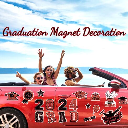 20 Pcs Graduation Car Magnets, 2024 Graduation Car Decorations, Class of 2024 Magnetic Stickers, Graduation Cap Decorations, Graduation Magnet Decals for Car Cruise Garage Door Metal Surface (Blue) in Saudi Arabia