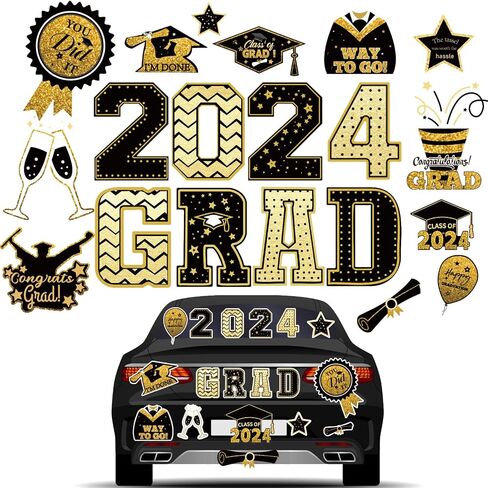 20 Pcs Graduation Car Magnets, 2024 Graduation Car Decorations, Class of 2024 Magnetic Stickers, Graduation Cap Decorations, Graduation Magnet Decals for Car Cruise Garage Door Metal Surface (Blue) in Saudi Arabia