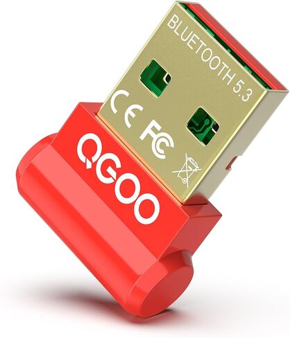 USB Bluetooth Adapter for PC - QGOO Bluetooth Dongle 5.3 EDR, Wireless Bluetooth Receiver for Desktop Computer Laptop Bluetooth Windows 8.1/10/11（red-013） in Saudi Arabia
